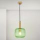Pendule, Lustre suspendate - Pendul, Lustra suspendata cu sticla canelata CARNEVAL verde