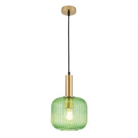 Pendule, Lustre suspendate - Pendul, Lustra suspendata cu sticla canelata CARNEVAL verde