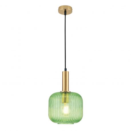 Pendule, Lustre suspendate - Pendul, Lustra suspendata cu sticla canelata CARNEVAL verde