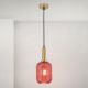 Pendule, Lustre suspendate - Pendul, Lustra suspendata cu sticla canelata CARNEVAL rosu