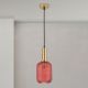 Pendule, Lustre suspendate - Pendul, Lustra suspendata cu sticla canelata CARNEVAL rosu