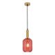 Pendule, Lustre suspendate - Pendul, Lustra suspendata cu sticla canelata CARNEVAL rosu