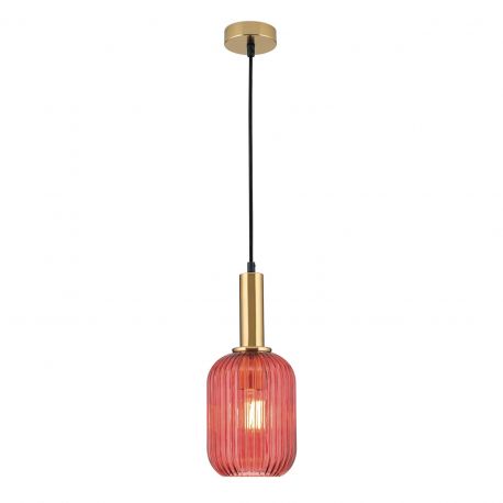 Pendule, Lustre suspendate - Pendul, Lustra suspendata cu sticla canelata CARNEVAL rosu