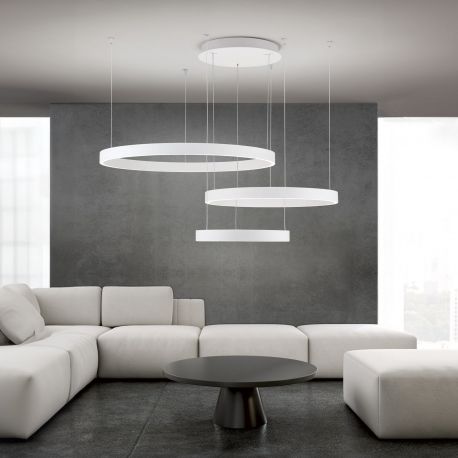 Pendule, Lustre suspendate - Lustra LED circulara cu 3 inele KOLK personalizabil alb, auriu sau negru
