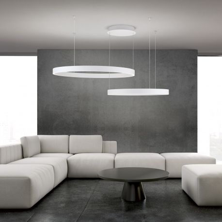 Pendule, Lustre suspendate - Lustra LED circulara cu 2 inele KOLK personalizabil alb, auriu sau negru