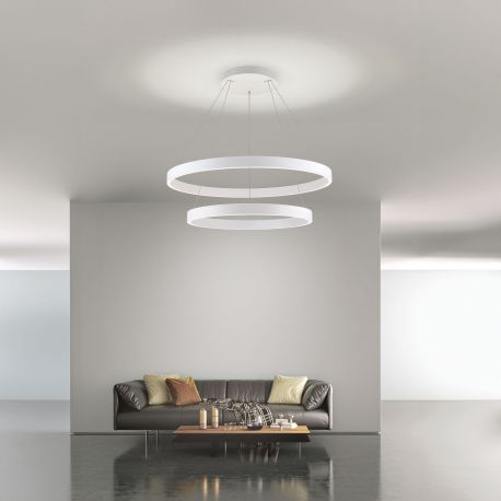 Pendule, Lustre suspendate - Lustra LED circulara cu 2 inele KOLK personalizabil alb, auriu sau negru