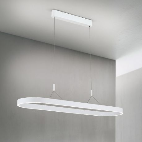 Pendule, Lustre suspendate - Lustra LED ovala iluminat sus si jos CARRARA alb