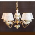 Lustra design italian cu 5 brate din alama si portelan colorat 9961
