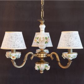 Candelabre, Lustre - Lustra design italian cu 3 brate din alama si portelan colorat 9961