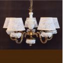 Lustra design italian cu 5 brate din alama si portelan alb 9962