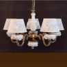 Lustra design italian cu 5 brate din alama si portelan alb 9962