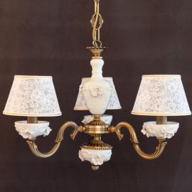 Candelabre, Lustre - Lustra design italian cu 3 brate din alama si portelan alb 9962