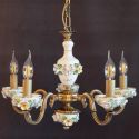 Lustra design italian cu 5 brate din alama si portelan colorat 9951