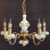 Lustra design italian cu 5 brate din alama si portelan colorat 9951