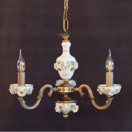 Candelabre, Lustre - Lustra design italian cu 3 brate din alama si portelan colorat 9951