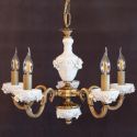 Lustra design italian cu 5 brate din alama si portelan alb 9952