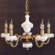 Candelabre, Lustre - Lustra design italian cu 5 brate din alama si portelan alb 9952