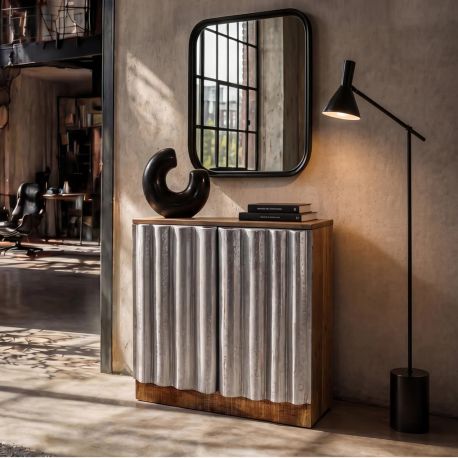 Comode - Comoda din lemn masiv de mango cu fronturi metalice ZALVERO 75cm