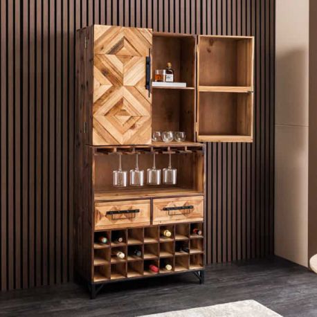 Dulapuri - Dulap de bar, suport vinuri din lemn de pin BODEGA 160cm