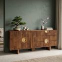 Comoda din lemn de mango cu sertare si fata texturata MADISON 180cm