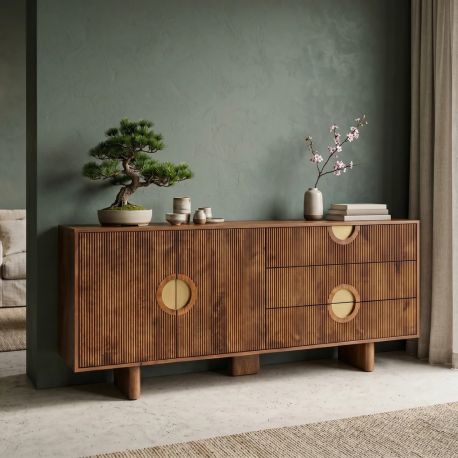 Comode - Comoda din lemn de mango cu sertare si fata texturata MADISON 180cm
