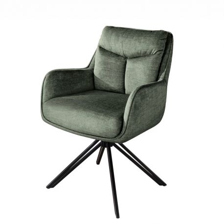 Seturi scaune, HoReCa - Set de 2 scaune pivotante, metal negru, catifea verde, PROMETHEUS