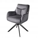 Set de 2 scaune pivotante, metal negru, catifea gri grafit, PROMETHEUS