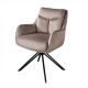 Set de 2 scaune pivotante, metal negru, catifea taupe, PROMETHEUS
