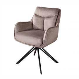 Set de 2 scaune pivotante, metal negru, catifea taupe, PROMETHEUS