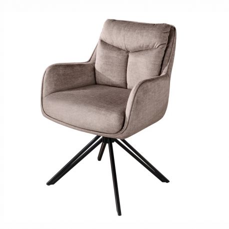 Seturi scaune, HoReCa - Set de 2 scaune pivotante, metal negru, catifea taupe, PROMETHEUS