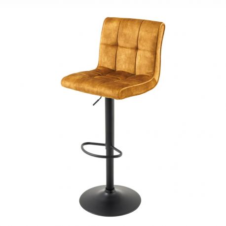 Scaune Bar - Set 2 scaune de bar pivotante catifea galben mustar MODENA