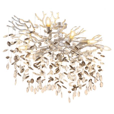 Lustre aplicate - Lustra aplicata metal argintiu mat, cristale de sticla QUEENA