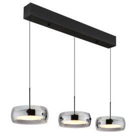 Lustra LED reglabila cu 3 pendule sticla fumurie LIVION