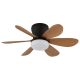 Lustra LED cu Ventilator si telecomanda DELORES negru/ efect de lemn