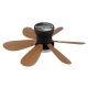 Lustre cu ventilator - Lustra LED cu Ventilator si telecomanda DELORES negru/ efect de lemn