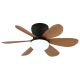Lustre cu ventilator - Lustra LED cu Ventilator si telecomanda DELORES negru/ efect de lemn