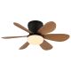 Lustre cu ventilator - Lustra LED cu Ventilator si telecomanda DELORES negru/ efect de lemn