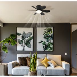 Lustre cu ventilator - Lustra LED cu Ventilator si telecomanda DELORES negru