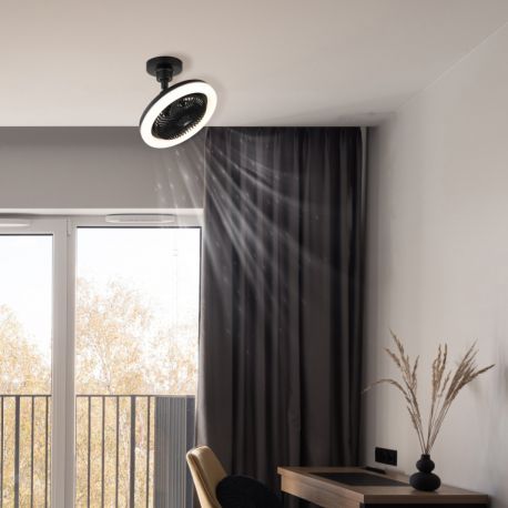Lustre cu ventilator - Lustra LED cu Ventilator si telecomanda LIDEA negru