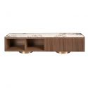 Comoda TV din furnir de nuc cu blat marmura portelanata Walnut