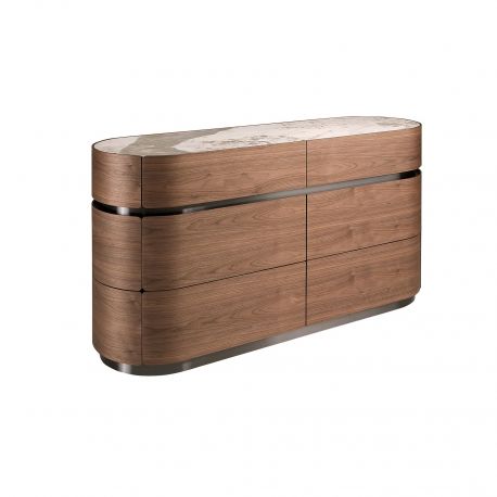Comode - Comoda din furnir de nuc cu blat marmura portelanata Walnut