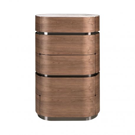 Comode - Dulapior 5 sertare furnir de nuc cu blat marmura portelanata Walnut