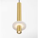 Pendul tub subtire aluminiu auriu si alabastru LED NOEMI