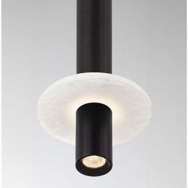 Pendule, Lustre suspendate - Pendul tub subtire aluminiu negru si alabastru LED NOEMI