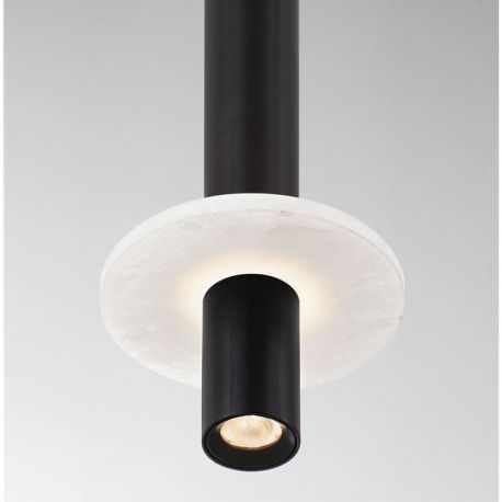 Pendule, Lustre suspendate - Pendul tub subtire aluminiu negru si alabastru LED NOEMI