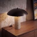 Lampa de masa din otel negru si marmura portelanata
