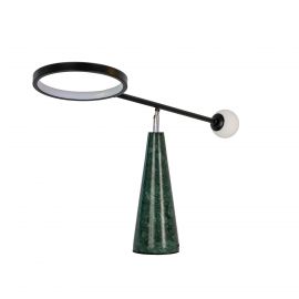 Veioze - Lampa de masa LED din otel negru si marmura portelanata verde