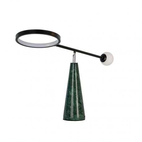 Veioze - Lampa de masa LED din otel negru si marmura portelanata verde