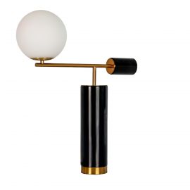Veioze - Lampa de masa din otel negru si marmura portelanata neagra
