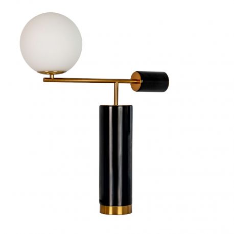 Veioze - Lampa de masa din otel negru si marmura portelanata neagra